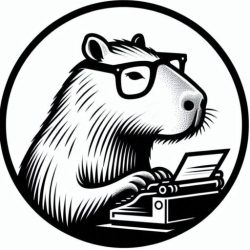 capibara de perfil, cuerpo completo, sin ropa, con poco detalle del pelo, con gafas de vista, usando